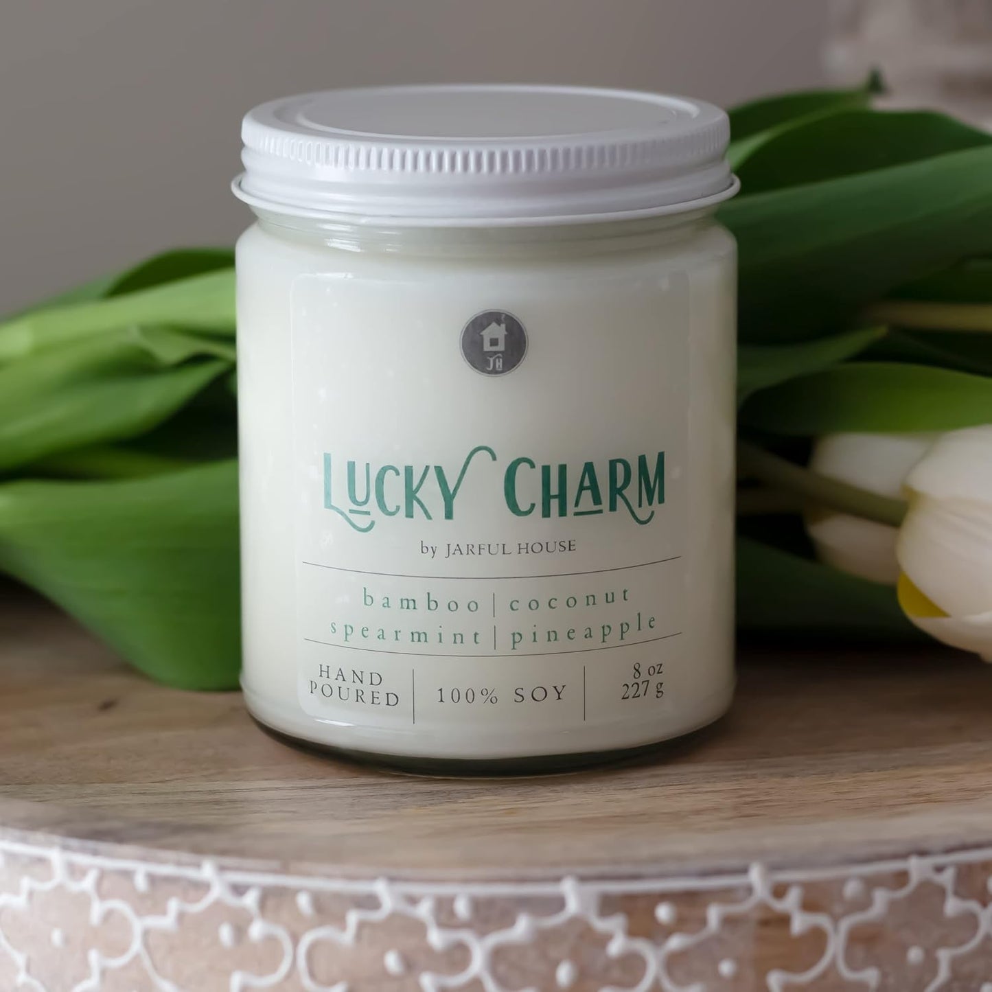 Lucky Charm Scented Soy Candle, St. Patrick's Day Candle, Spring Scent Coconut Spearmint Pineapple, Easter Gift for Mom
