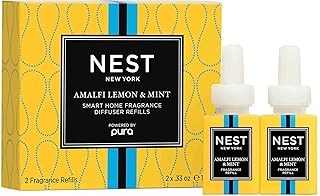 NEST New York Smart Home Fragrance Diffuser Refill Smart Vials, Amalfi Lemon & Mint - Set of 2 - Designed for NEST x Pura 3 and NEST x Pura 4 Diffusers - Cruelty Free, Vegan