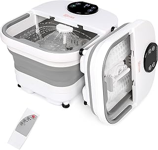 H&B Luxuries Collapsible Foot Spa Massager with Heat and Shower, Feet Bath for Stress Relief, Foot Soaking Tub with LED Display & Remote Control, Electric Feet Massager, Gray