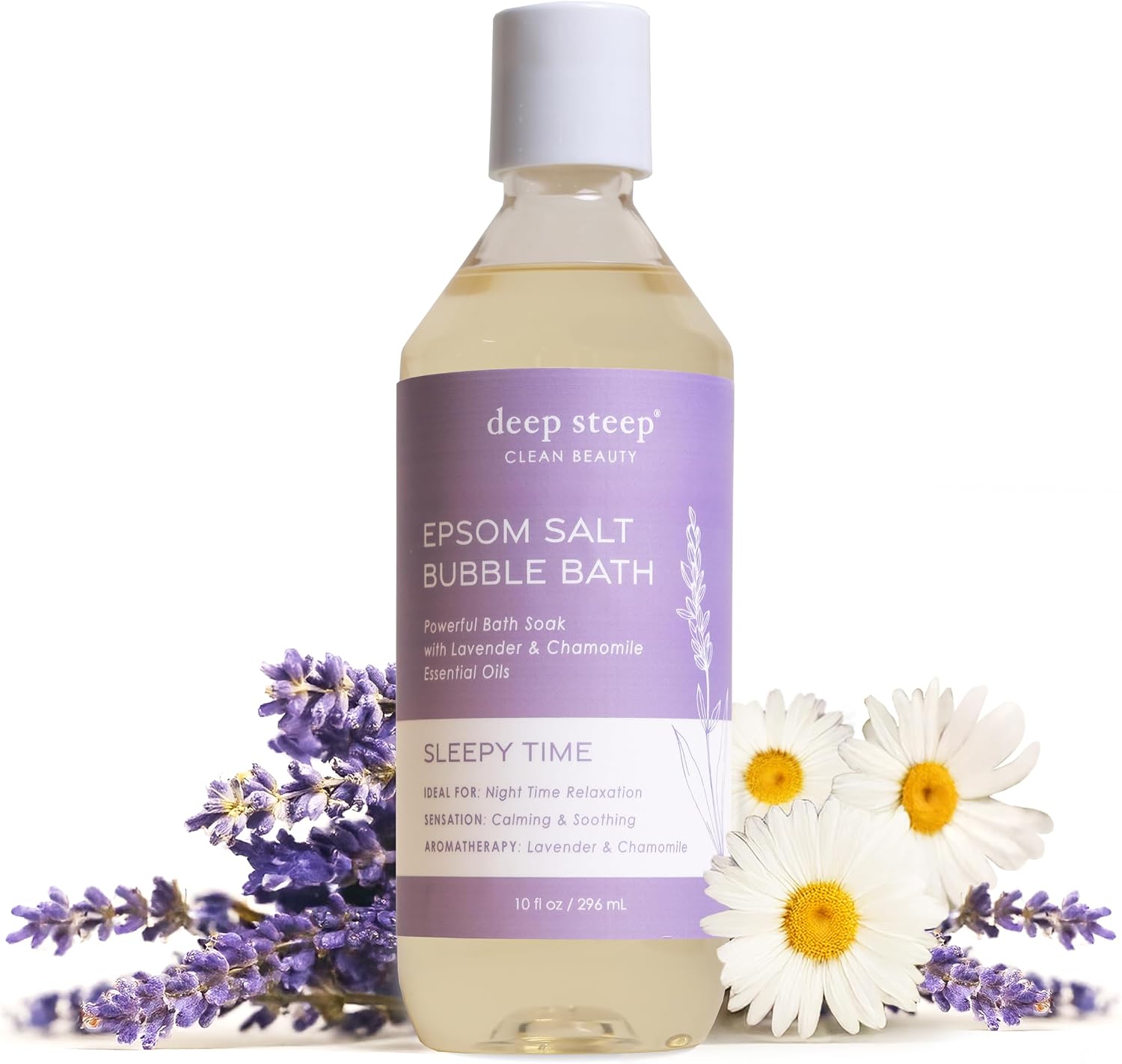 Deep Steep Epsom Salt Bubble Bath, Sleepy Time, 10 oz – Calming Soak with Coconut, Argan, Shea Butter, Aloe Vera & Essential Oils – Vegan, Clean Beauty, Relaxation & Stress Relief
