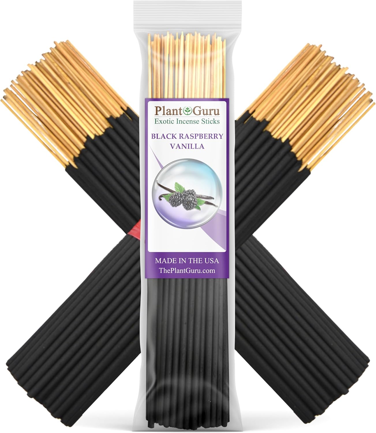 Black Raspberry Vanilla Exotic Incense Sticks 7 Inch - Bulk 1 Bundle 85 to 100 Sticks - Natural 7" Long Lasting Aroma that Burns for 30 to 45 Minutes.