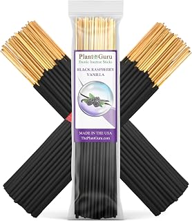 Black Raspberry Vanilla Exotic Incense Sticks 7 Inch - Bulk 1 Bundle 85 to 100 Sticks - Natural 7" Long Lasting Aroma that Burns for 30 to 45 Minutes.