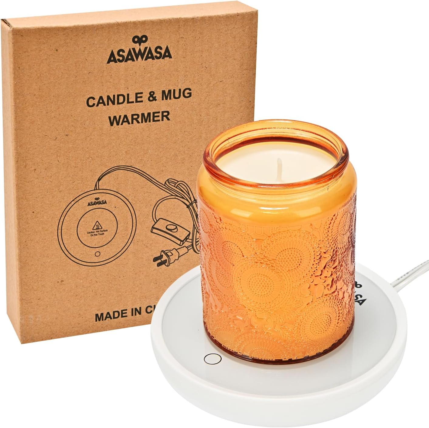 ASAWASA Smart Candle Warmer for Large Jar, Coffee Mug Warmers, with Gravity Switch Auto Shut-On/Off, Safely and evenly Release The Aroma, Keep The Drink at a Pleasant Temperature, A Thoughtful Gifts