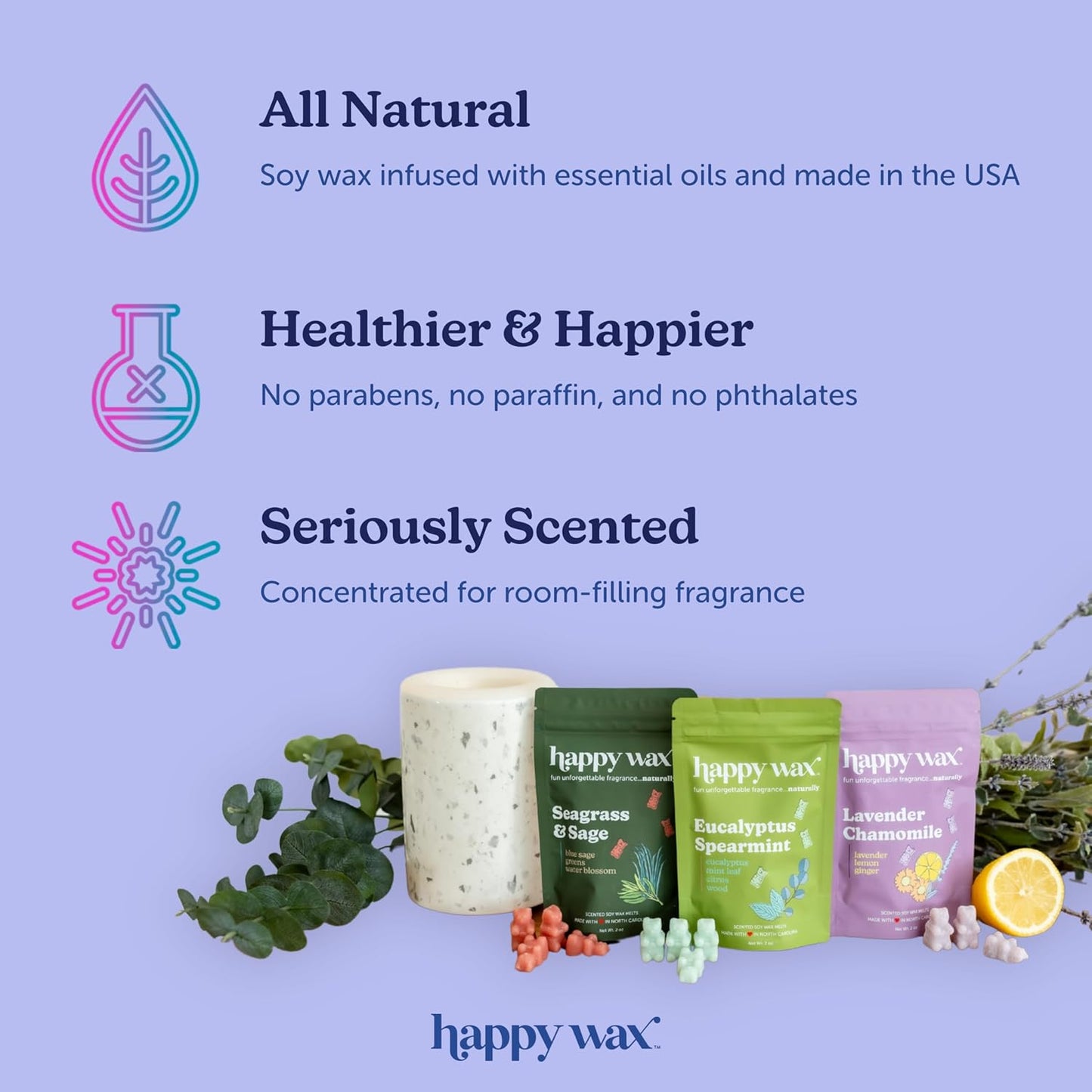 Happy Wax Gingerbread Scented Bear Wax Melts - Natural Strong Holiday Scented Infused with Essential Oils - Non Toxic & Pet Safe - (4 oz Pouch)