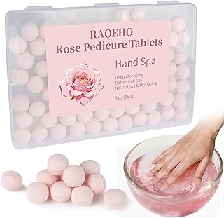 Manicure Spa Balls 8oz -Rose Soak Balls Moisturizing Tablets Cuticle Soften Bombas Efervescentes Para Pedicure Spa Nail Supplies Tools for Hand Soak Pedicure Soak Nail Care Nail Salon（80count）