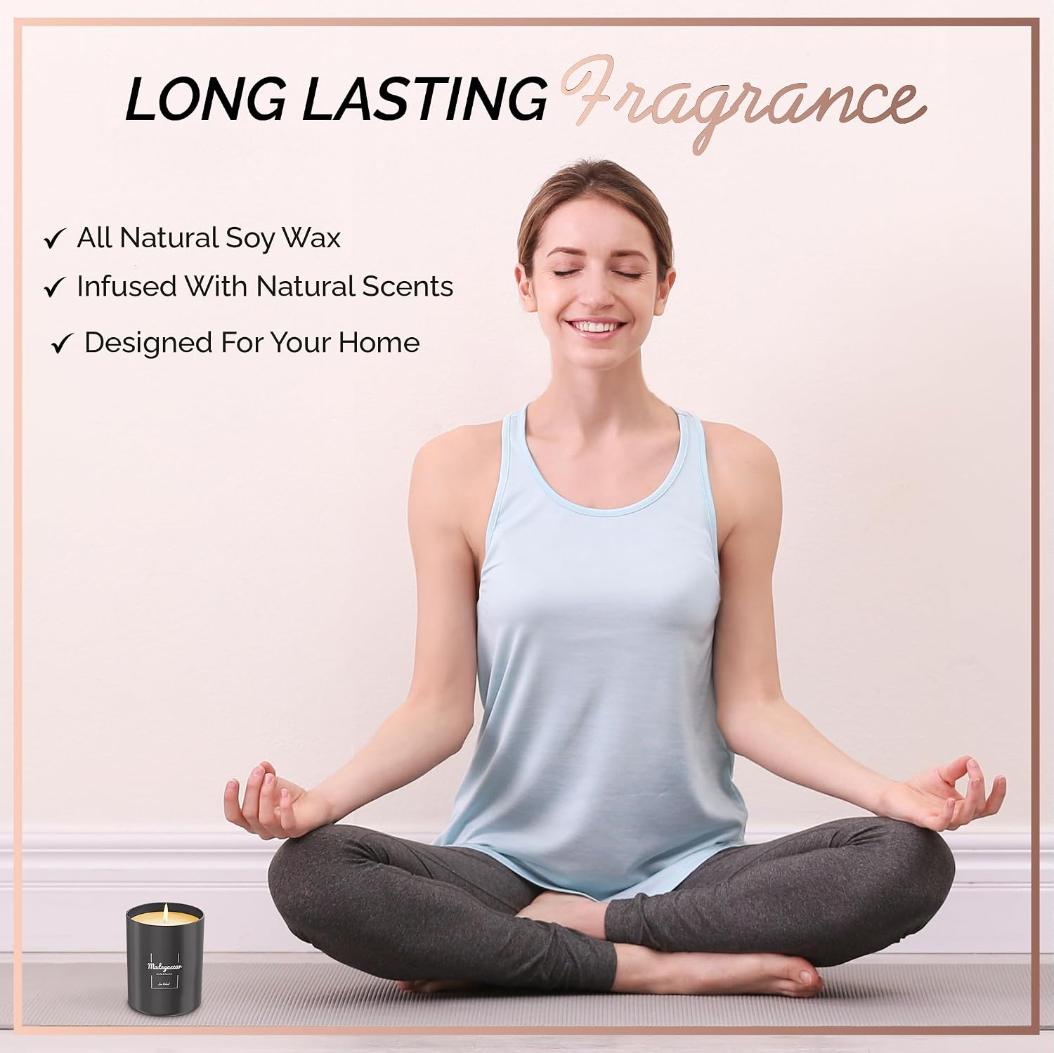 Premium Vanilla & Coconut Scented Candles (Madagascar), Natural Soy Candles Gifts for Women & Men, Hand Poured, Long Lasting Aromatherapy Essential Oil Candle, 8 Oz with 45 Hour Burn Time