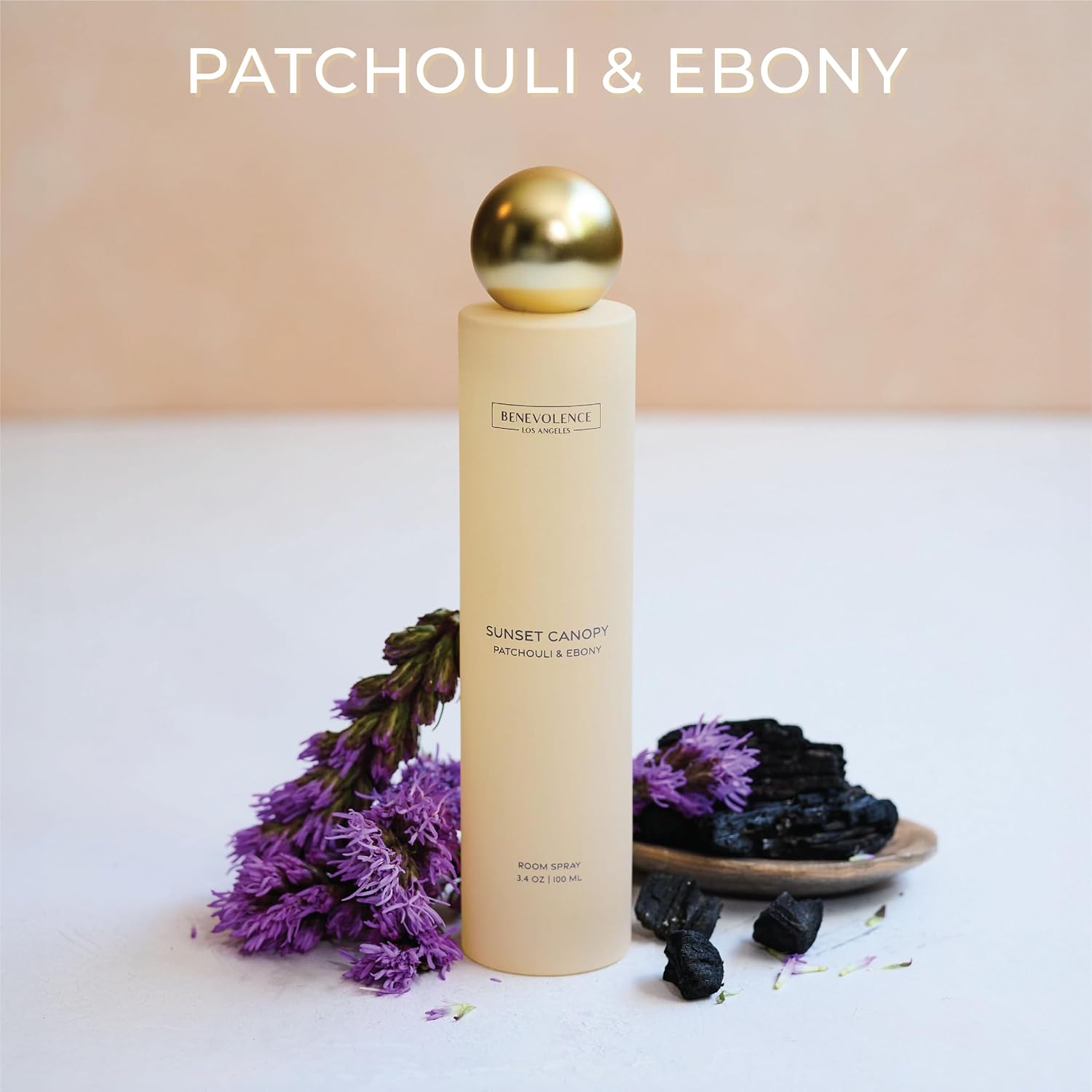 Patchouli & Ebony Room Spray | Benevolence LA Sunset Canopy | 3.4oz | Home, Pillow & Linen Fragrance Spray | Low VOC, No Alcohol | Malibu Sands Collection
