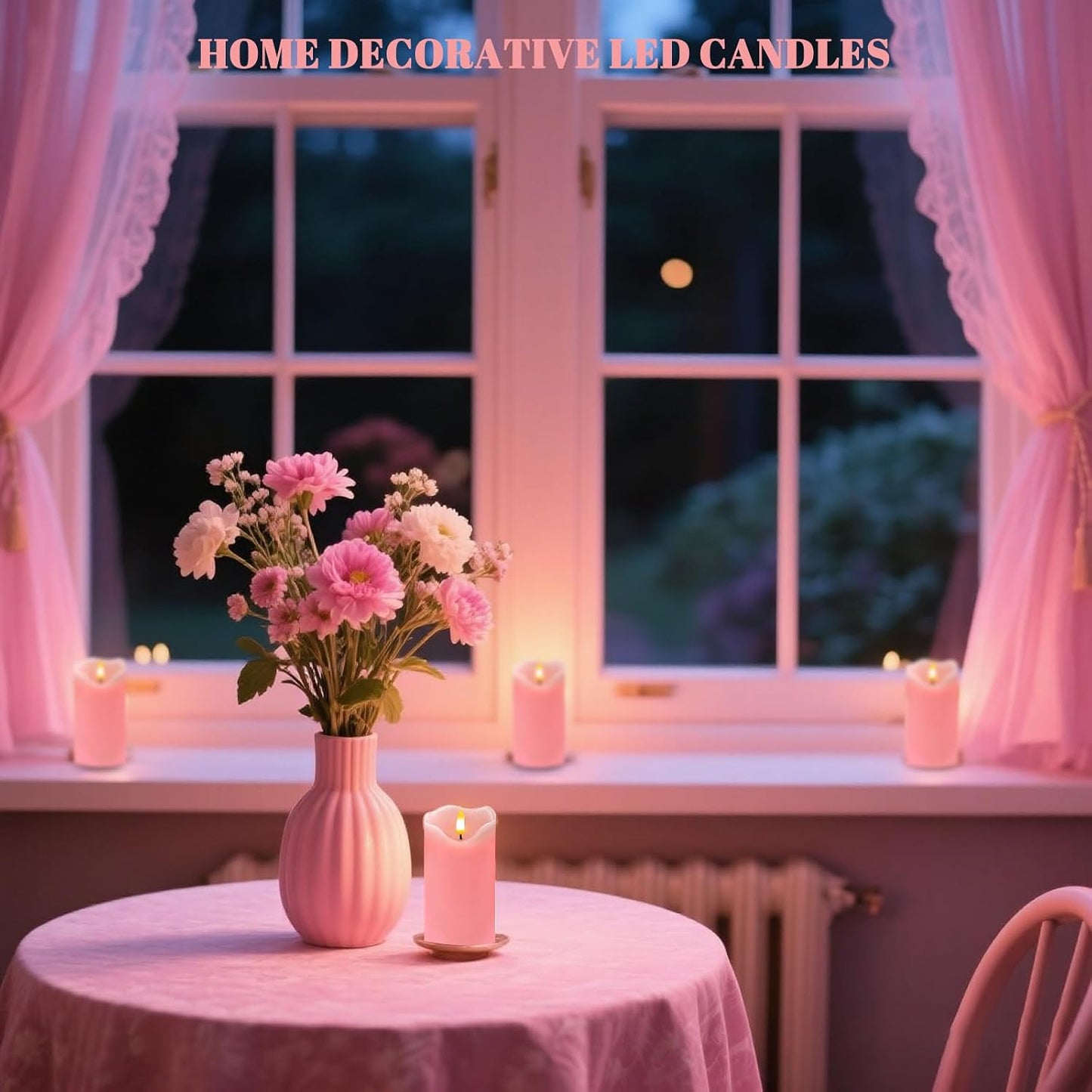 VEEKI Flameless Candles Light, Set of 2 6"x3" Flickering LED Candle with Remote & Timer, Dimmable Electric Pillar Candles Battery Operated, Pink Candles for Valentine's Day Xmas Home Decor (2PC)