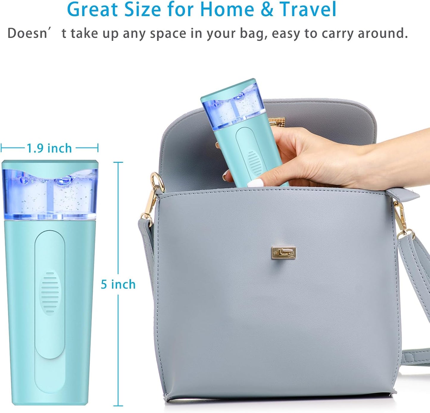withthesun Nano Face Mister, Facial Steamer, USB Rechargeable Cool Mist Sprayer, 40ml Visual Water Tank, Face Mist for Eyelash Extensions, Facial Deep Cleaning, Makeup (Blue)