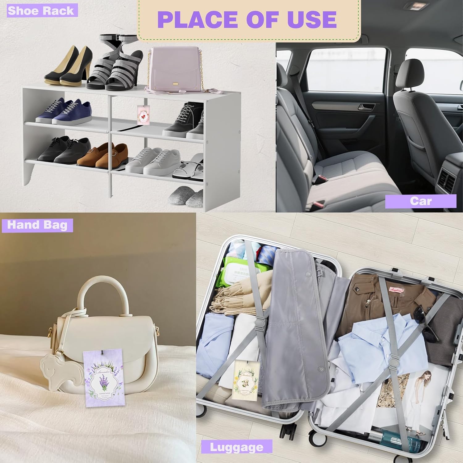 12 Packs Scented Sachets for Drawer and Closet, Long-Lasting Sachet Bags for Car & Bedroom, Home Fragrance Bags 3 Scents Option- Lavender Rose Gardenia