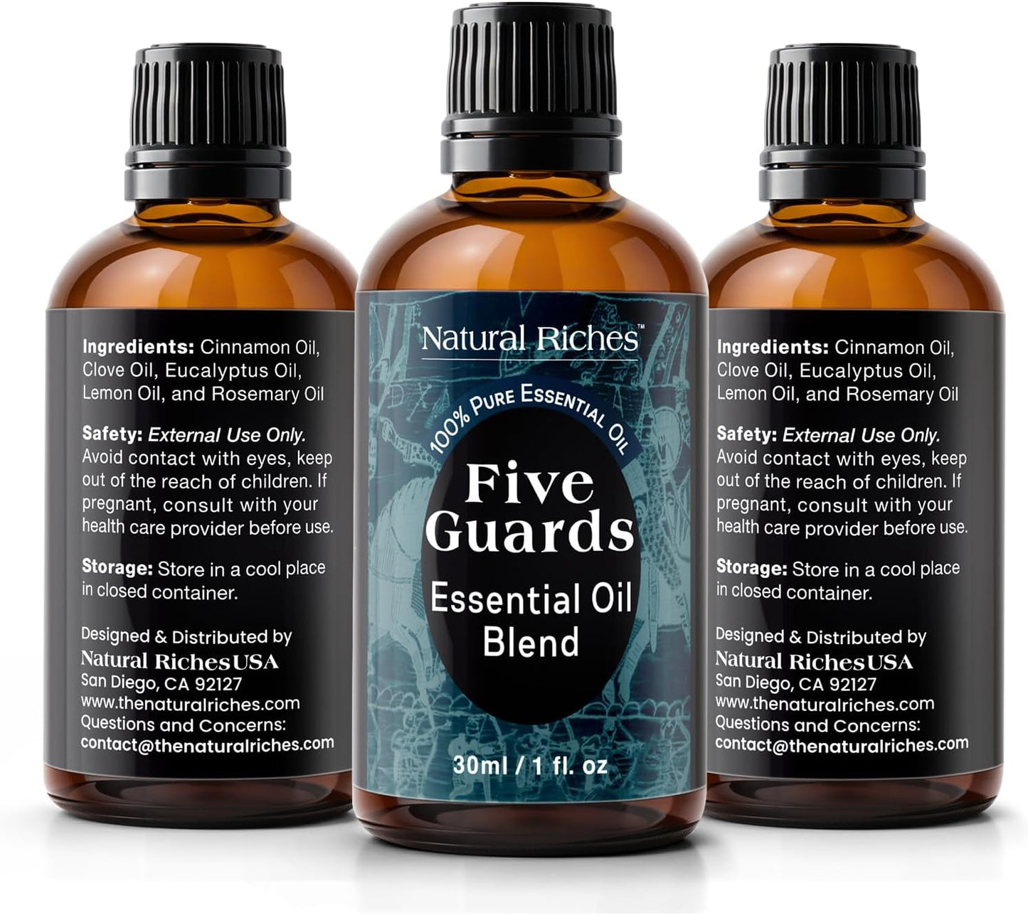 Natural Riches Five Guards Essential Oil Blend for Health Shield Aromatherapy with Clove Cinnamon Lemon Rosemary Eucalyptus Oil - 30ml