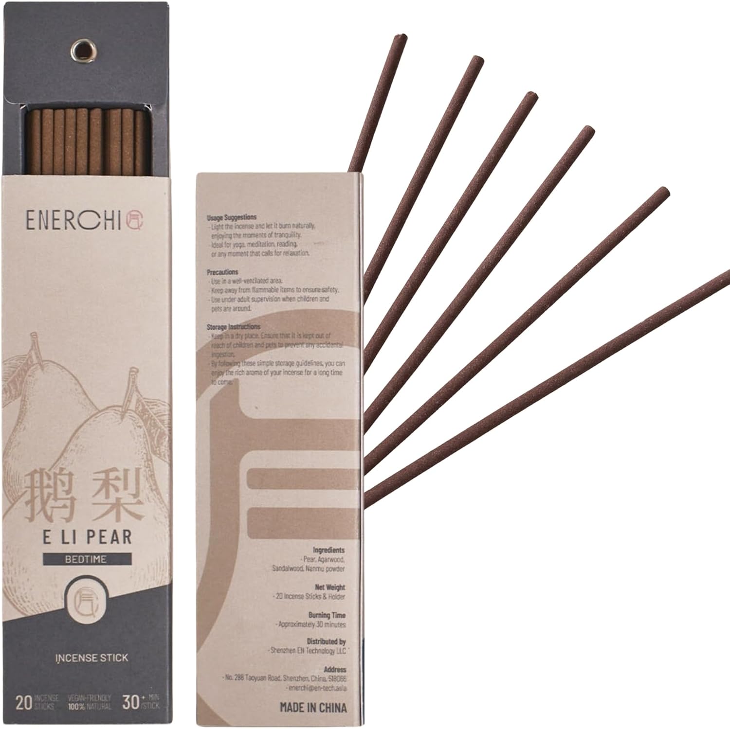 Pear-Steamed Sandalwood Incense Sticks with Agarwood — 20 Hand-Rolled Sticks, 3-Stage Scent (Fresh Pear to Milky Wood), Low Smoke, 30 Min Burn, Natural Incense for Meditation & Bedtime Ritual
