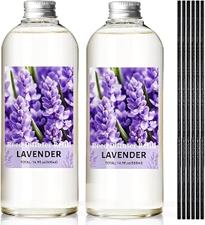STRN Lavender Reed Diffuser Refill 1000ml Large Capacity with 12 Reed Sticks, Summer Aromatherapy for Home, Long-Lasting Fragrance for Living Room, Bedroom, Office, Bathroom