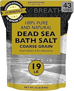 Aromasong Dead Sea Bath Salt - 100% Pure & Natural Dead Sea Salts for Soaking Coarse Grain 19 LB - Bulk Resealable Pack (Packaging May Vary) Used for Body wash Scrub - Soak for Women & Men.