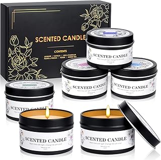 Scented Candles for Women and Men, 6 Pack Aromatherapy Candles for Home Scented, Natural Soy Jar Candle Bulk Gift Set for Christmas Birthday Thanksgiving Mother Coworker