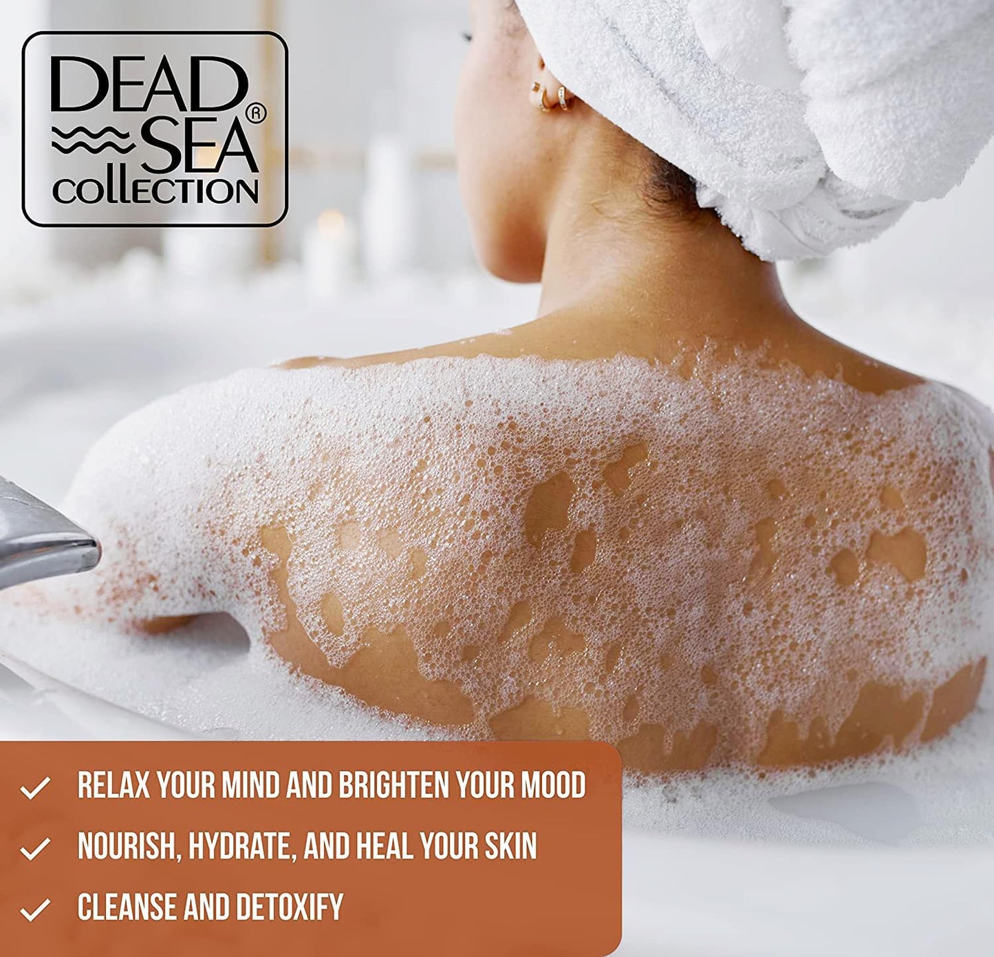 Dead Sea Collection Bubble Bath with Coconut for Women and Men - Coconut Oil and Pure Dead Sea Minerals - Nourishing and Moisturizing Skin - Pack of 2 (67.6 fl.oz)