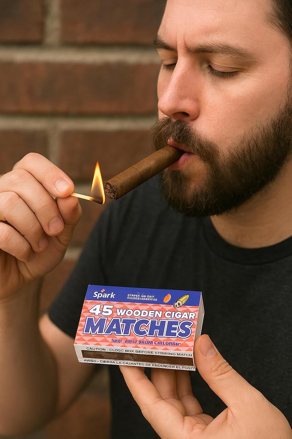 Spark 2-Pack Cigar Matches – 90 Wooden Sticks (45 per Box) – 98mm Long Safety Matchsticks for Cigars, BBQ & Home Use