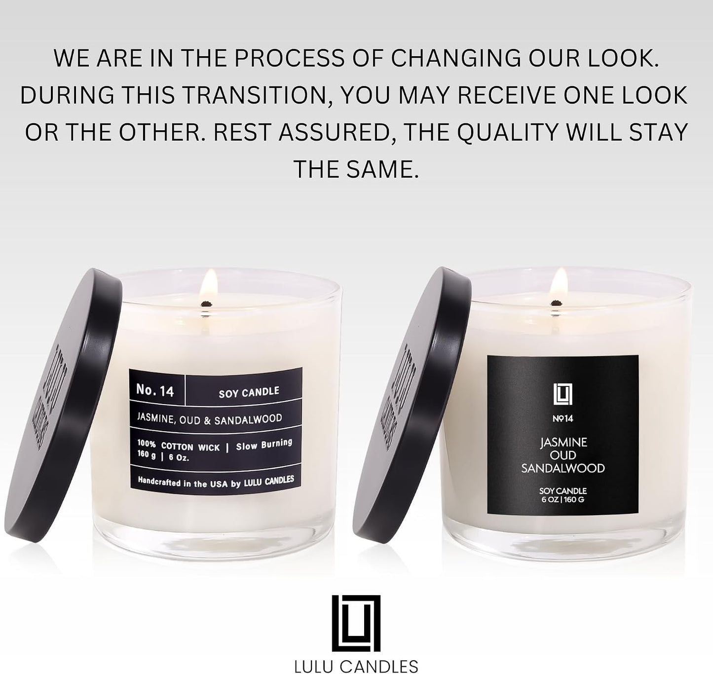 Lulu Candles | Jasmine, Oud & Sandalwood | Luxury Scented Soy Jar Candle | Hand Poured in The USA | Highly Scented Long Lasting (6 Oz.)