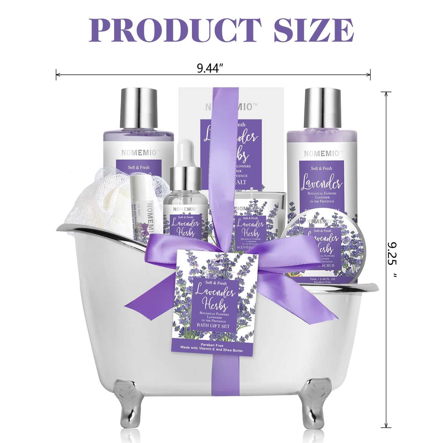 Mother's Day Gift, Spa Gift Basket for Women, 8pcs Lavender Spa Kit Set with Body Wash, Bubble Bath, Scrub, Bath & Beauty Skin Care Gift Sets, Christmas Gifts Set for Women, Her, Mom