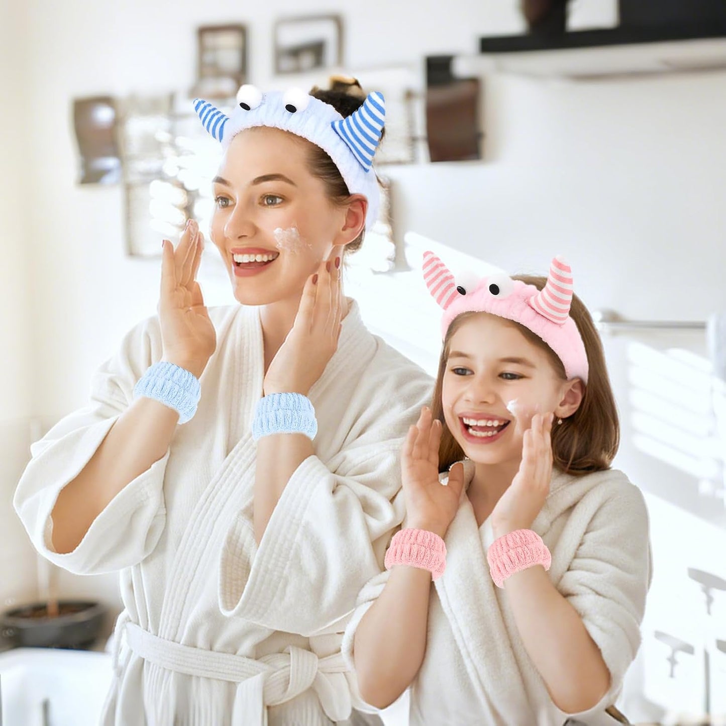 CAVETEE Monster Headband, Cute Soft Coral Fleece Spa Headbands for Washing Face Skincare Makeup Hair Accessories for Women