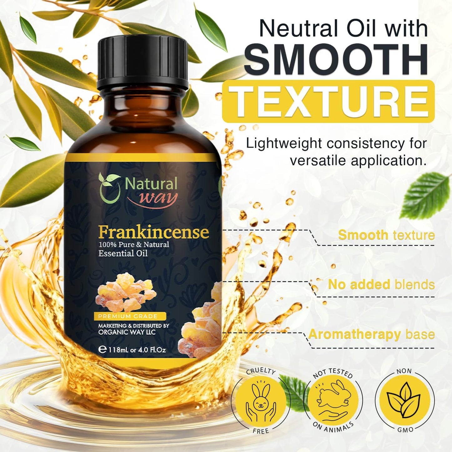 Frankincense Essential Oil | Pure Aromatherapy Oil for Diffusers, Hair Growth, Skin, Scalp Care, Massage | Refreshing Hair Oil for Women & Men | Natural Essential Oil for Diffuser | 4 Fl Oz (120 mL)