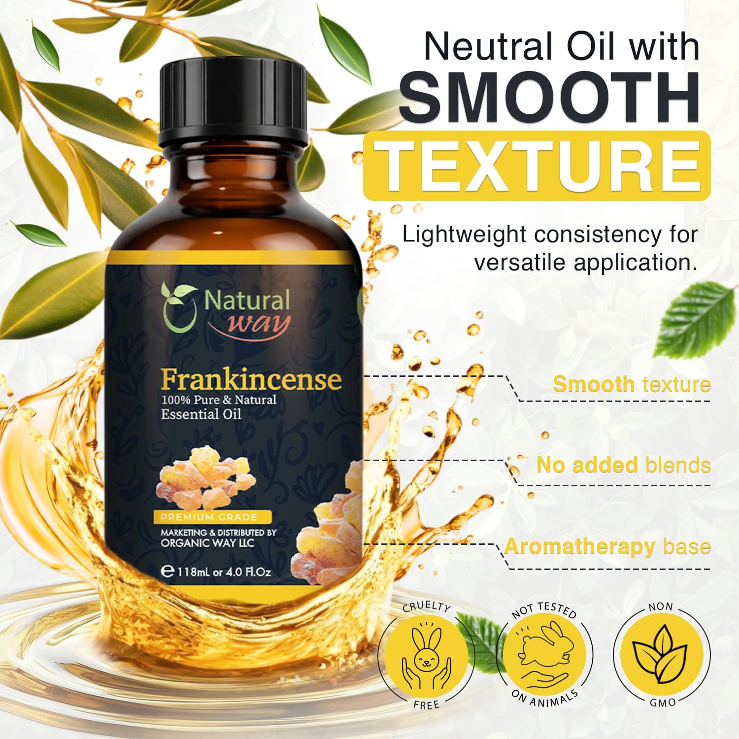 Frankincense Essential Oil | Pure Aromatherapy Oil for Diffusers, Hair Growth, Skin, Scalp Care, Massage | Refreshing Hair Oil for Women & Men | Natural Essential Oil for Diffuser | 4 Fl Oz (120 mL)