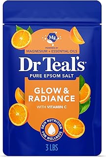 Dr Teal's Pure Epsom Magnesium Salt Soak, Glow & Radiance with Vitamin C & Citrus Essential Oils, 3 lbs
