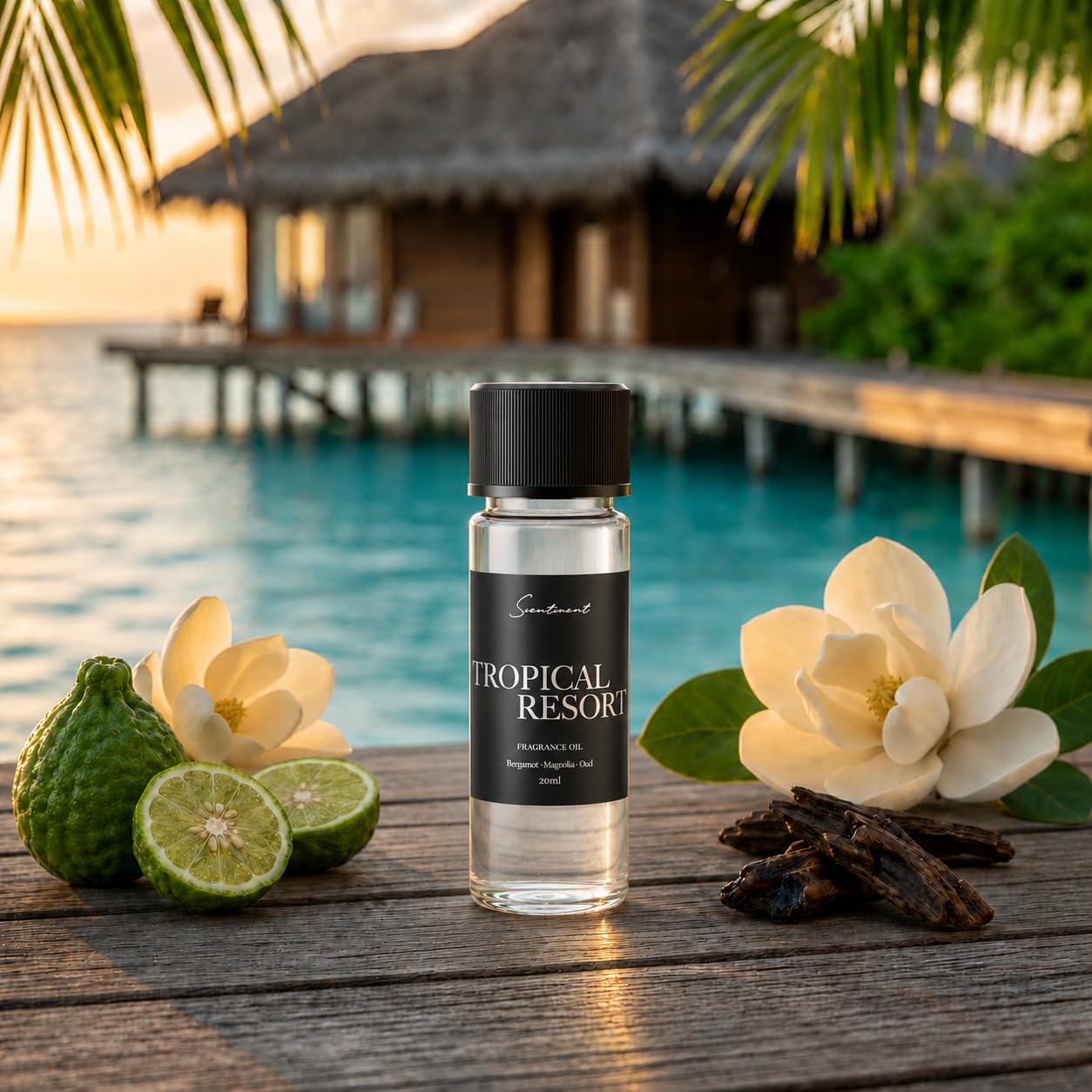 Scentiment Tropical Resort Diffuser Oil - Premium Hotel Scent with Notes of Bergamot, Magnolia & Oud Home Scent, Hotel Fragrance Oil Diffuser Refill - 0.68 fl oz (20 mL)
