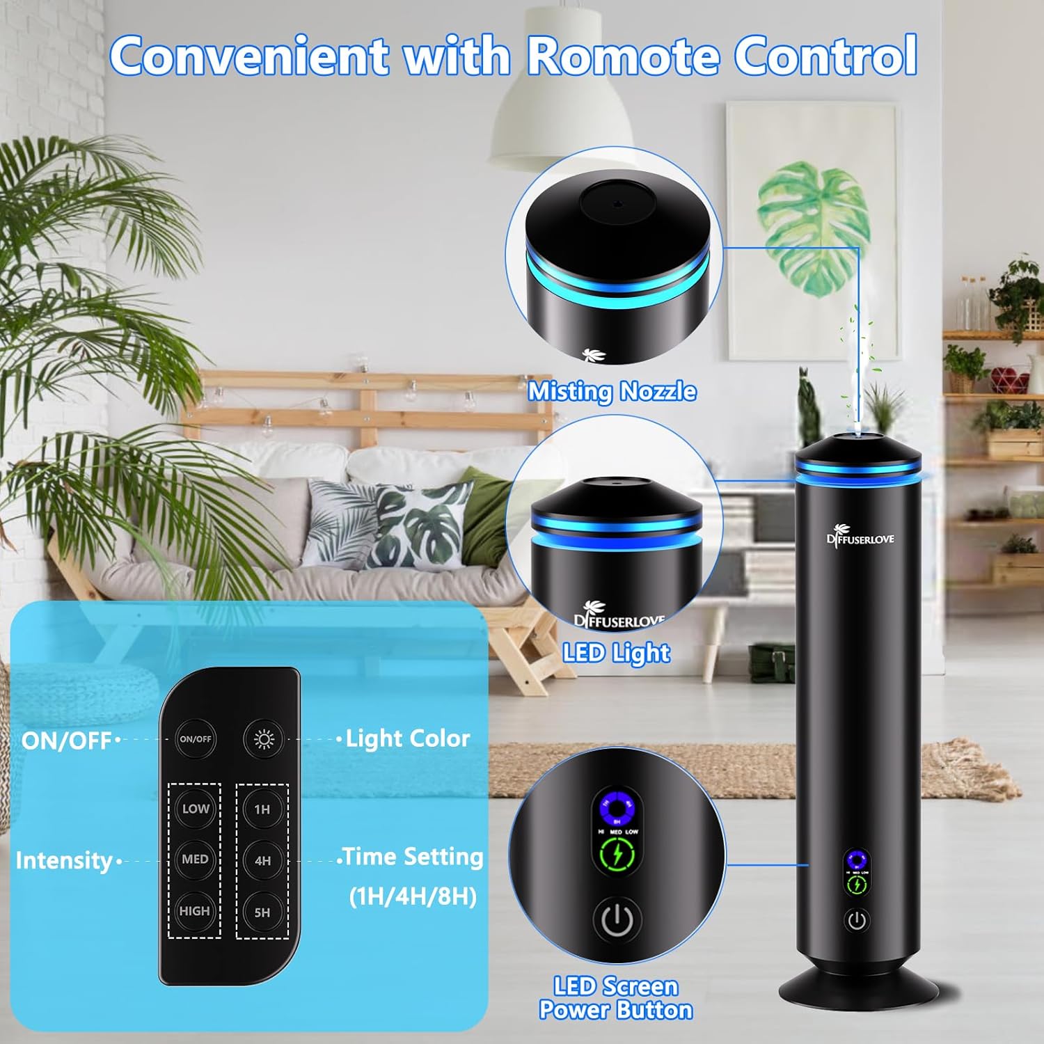 Diffuserlove Full Metal Body Waterless Scent Diffuser with 5 Hotel Scent Oils Hotel Diffuser Waterless Aromatherapy Essential Oil Diffuser UP to 1000 Sq Ft Coverage for Home Office