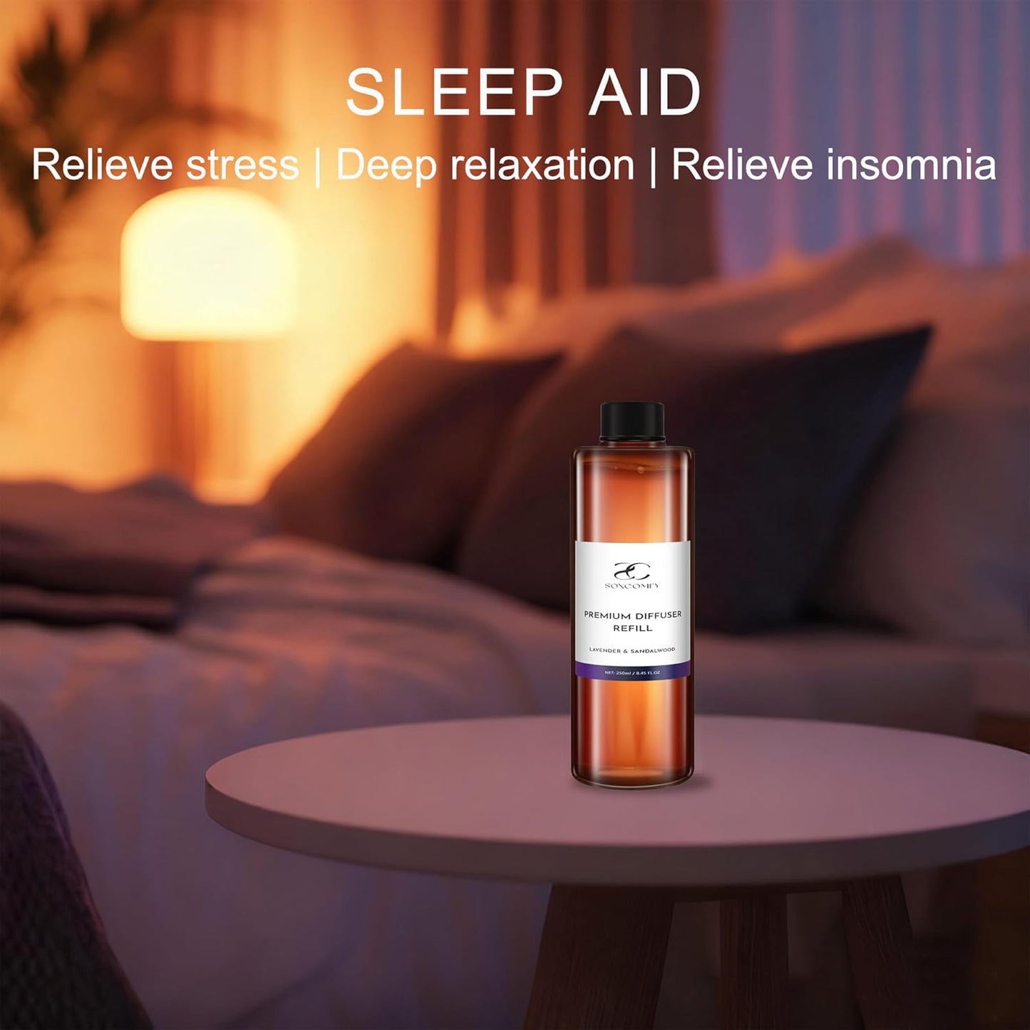 Diffuser Oil Refill, 250ml / 8.45 fl oz, Lavender & Sandalwood - Reed & Aromatherapy Diffuser Oil, Long-Lasting Home Fragrance, Sweet Orange & Cedarwood Notes