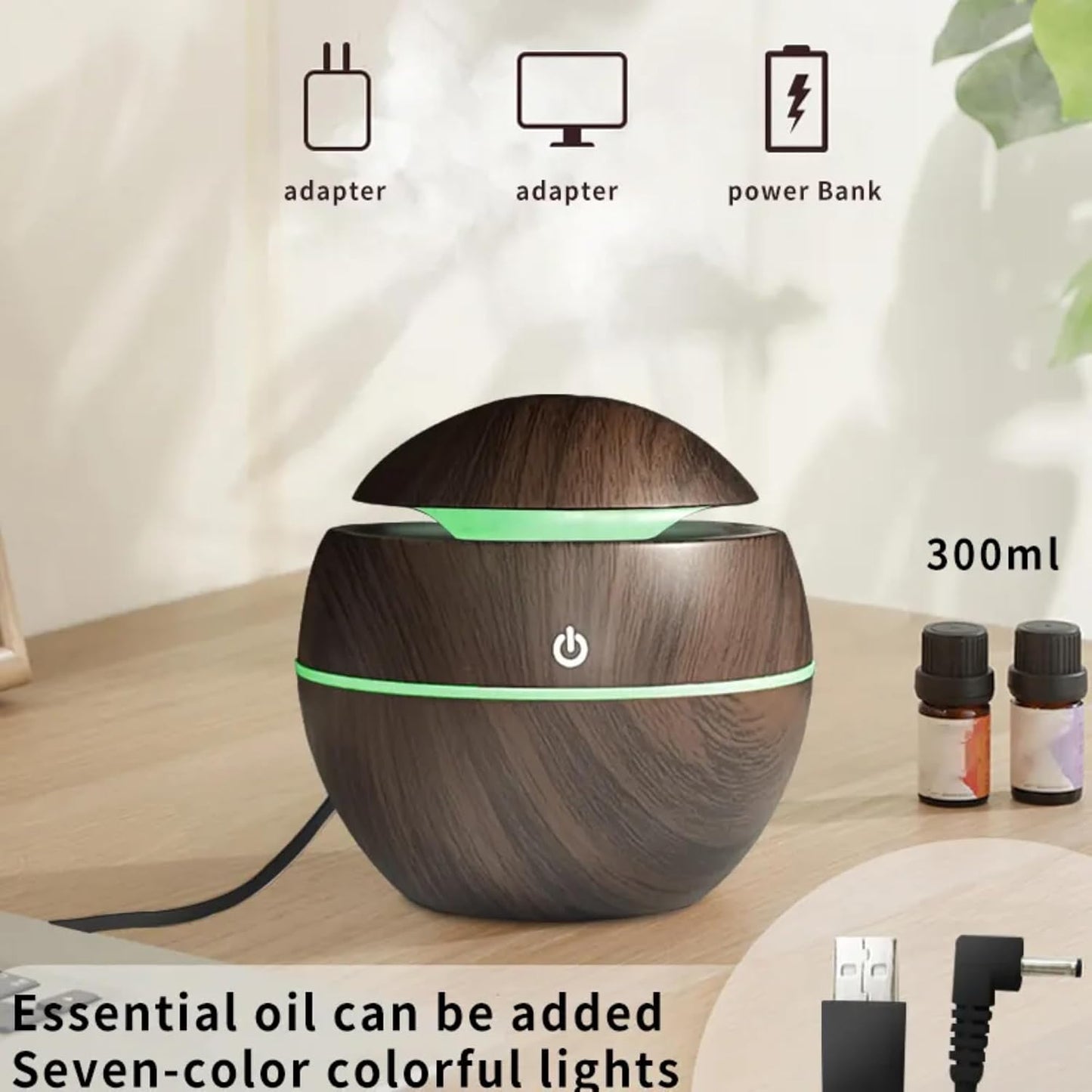 7 Colour LED Air Diffuser & Humidifier with Aromatic Essential Oil Feature | 130ml Ultrasonic Cool Mist | Auto Shut-Off | Aromatherapy Diffuser for Home, Office, Spa and More!