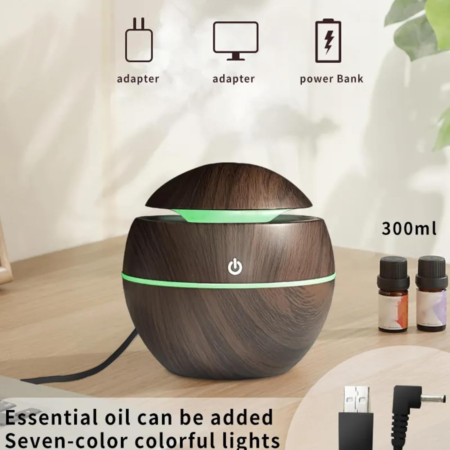 7 Colour LED Air Diffuser & Humidifier with Aromatic Essential Oil Feature | 130ml Ultrasonic Cool Mist | Auto Shut-Off | Aromatherapy Diffuser for Home, Office, Spa and More!