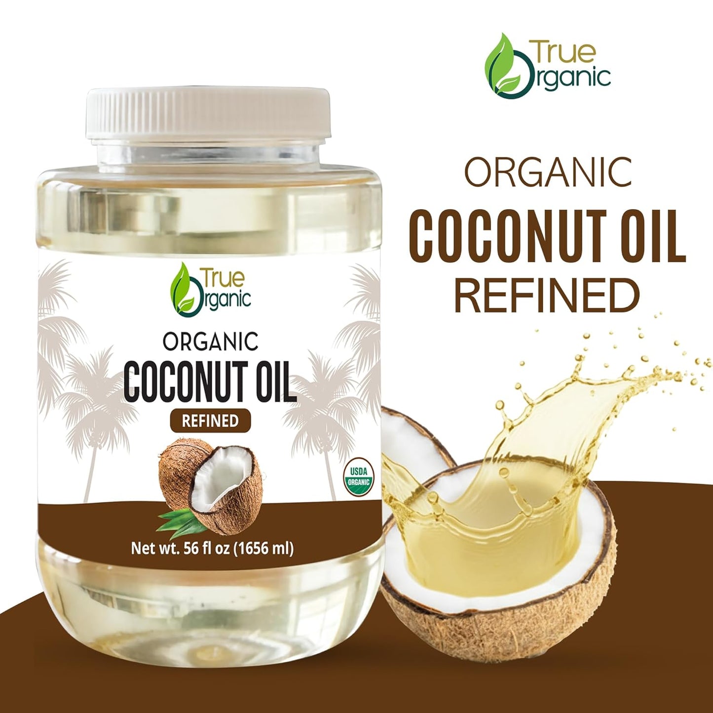 Refined Coconut Oil 56 fl oz | USDA Organic Certified | Organic Coconut Oil for Cooking and Baking. RBD Oil.