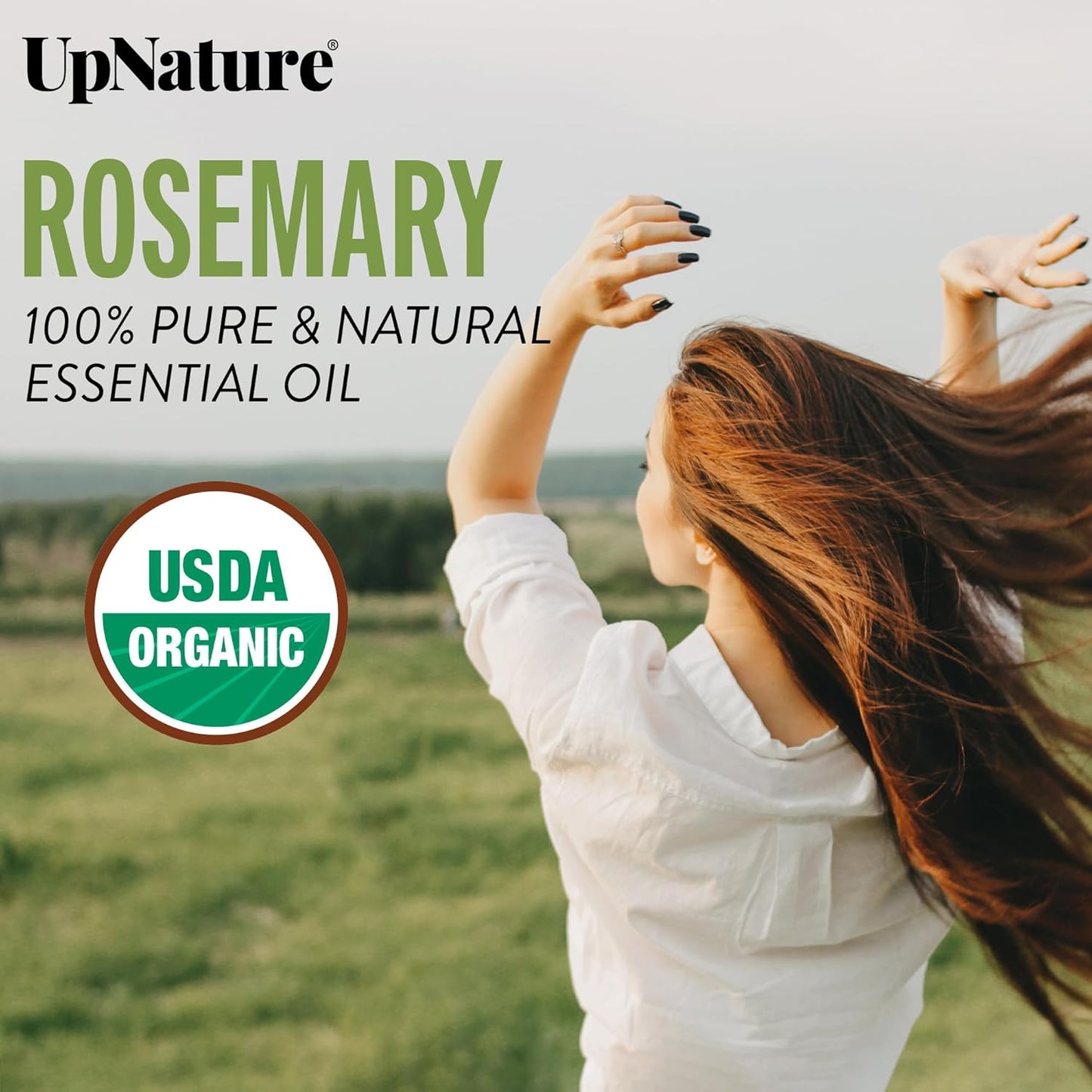 UpNature Organic Rosemary Oil - 100% Pure Rosemary for Hair, Scalp, Skin, 2oz