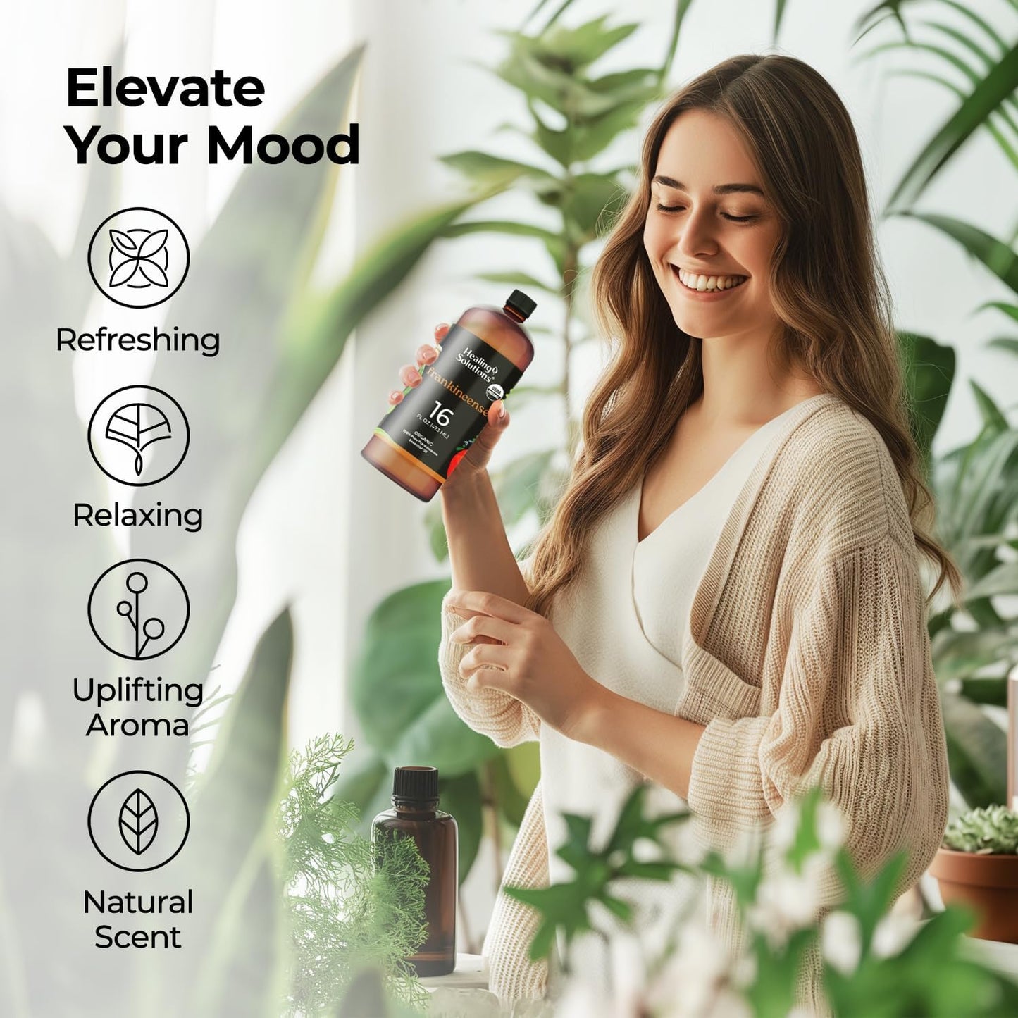 Healing Solutions Organic Frankincense Essential Oil - 16oz, 100% Pure, Therapeutic Grade for Aromatherapy, Diffuser, Relaxation