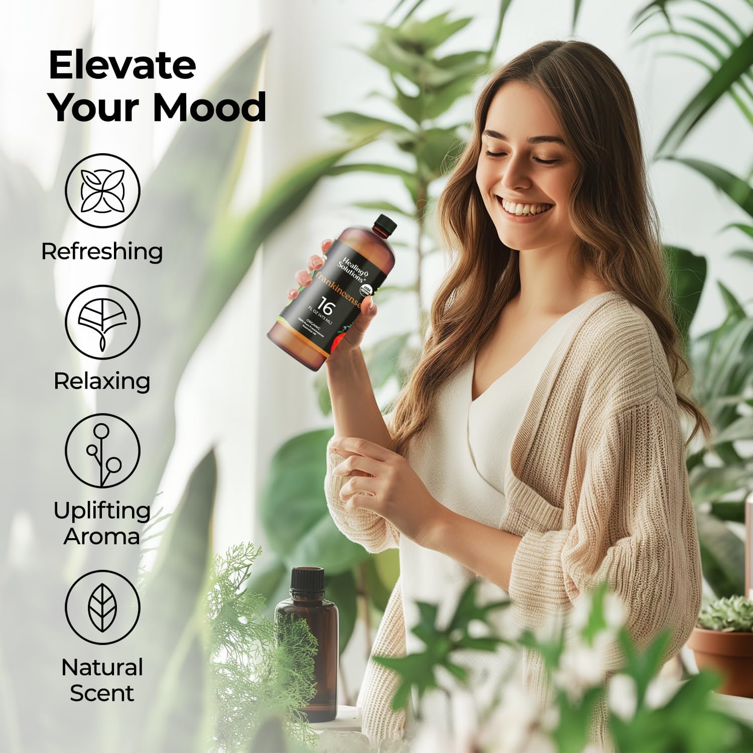 Healing Solutions Organic Frankincense Essential Oil - 16oz, 100% Pure, Therapeutic Grade for Aromatherapy, Diffuser, Relaxation