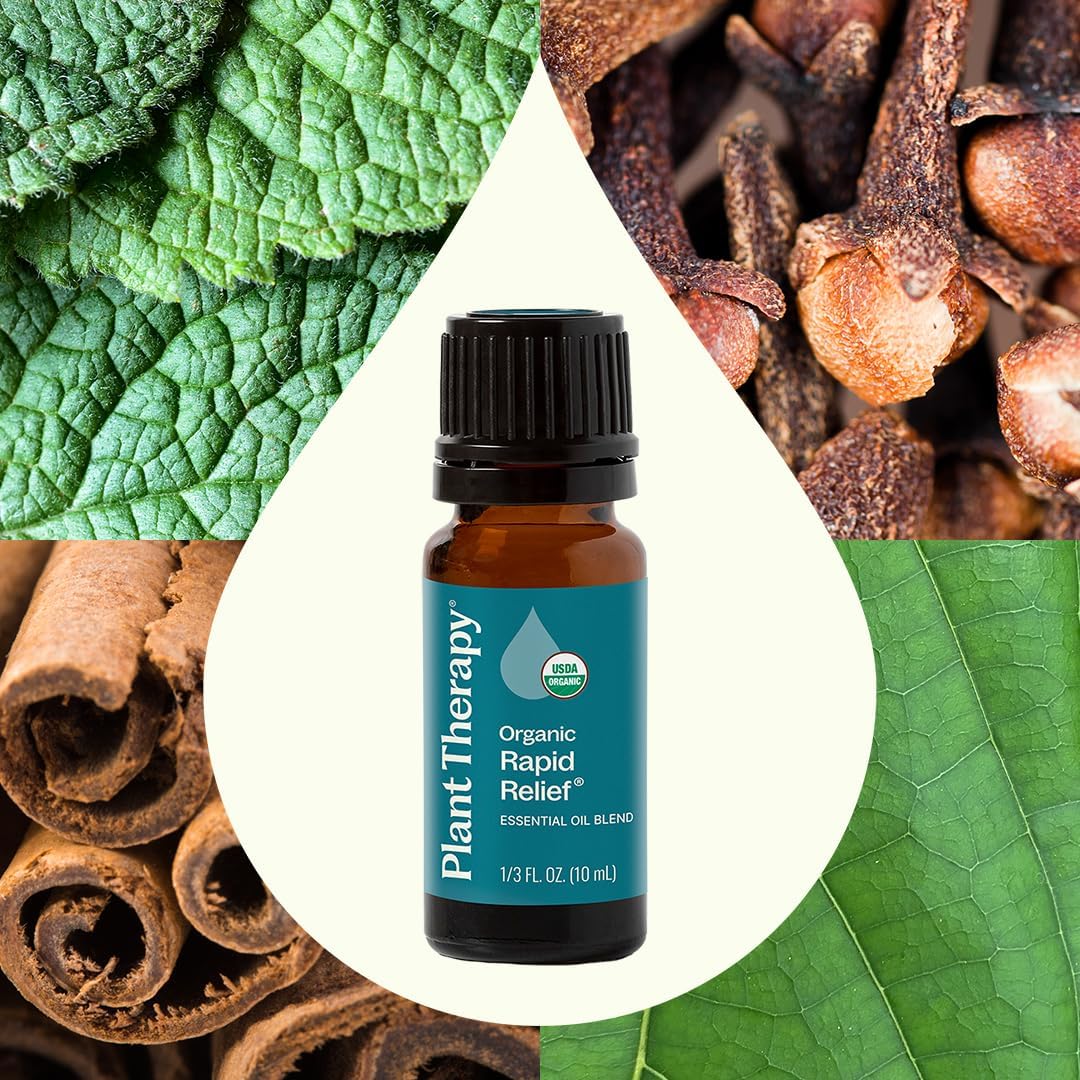 Plant Therapy Organic Rapid Relief Essential Oil Blend 10 mL (1/3 oz) 100% Pure, Undiluted, Natural Aromatherapy, Warming Relief for Joint Pain and Sore Muscles