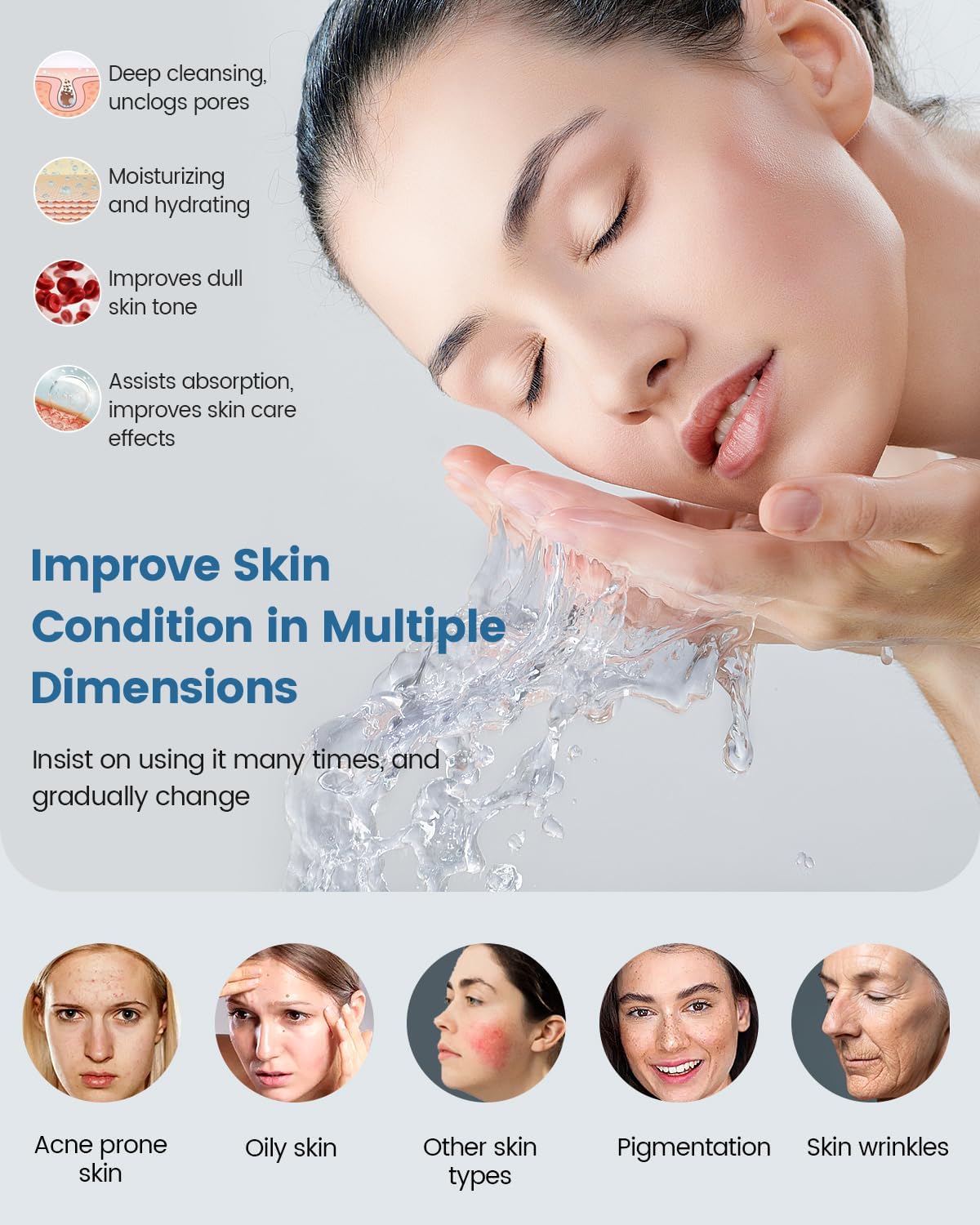 Professional 2-in-1 Facial Steamer with 5X Magnifying Lamp, Salon Grade Hot Mist Esthetician Device, Adjustable Timer, 2 Steam Levels, 3-Level LED Light, White