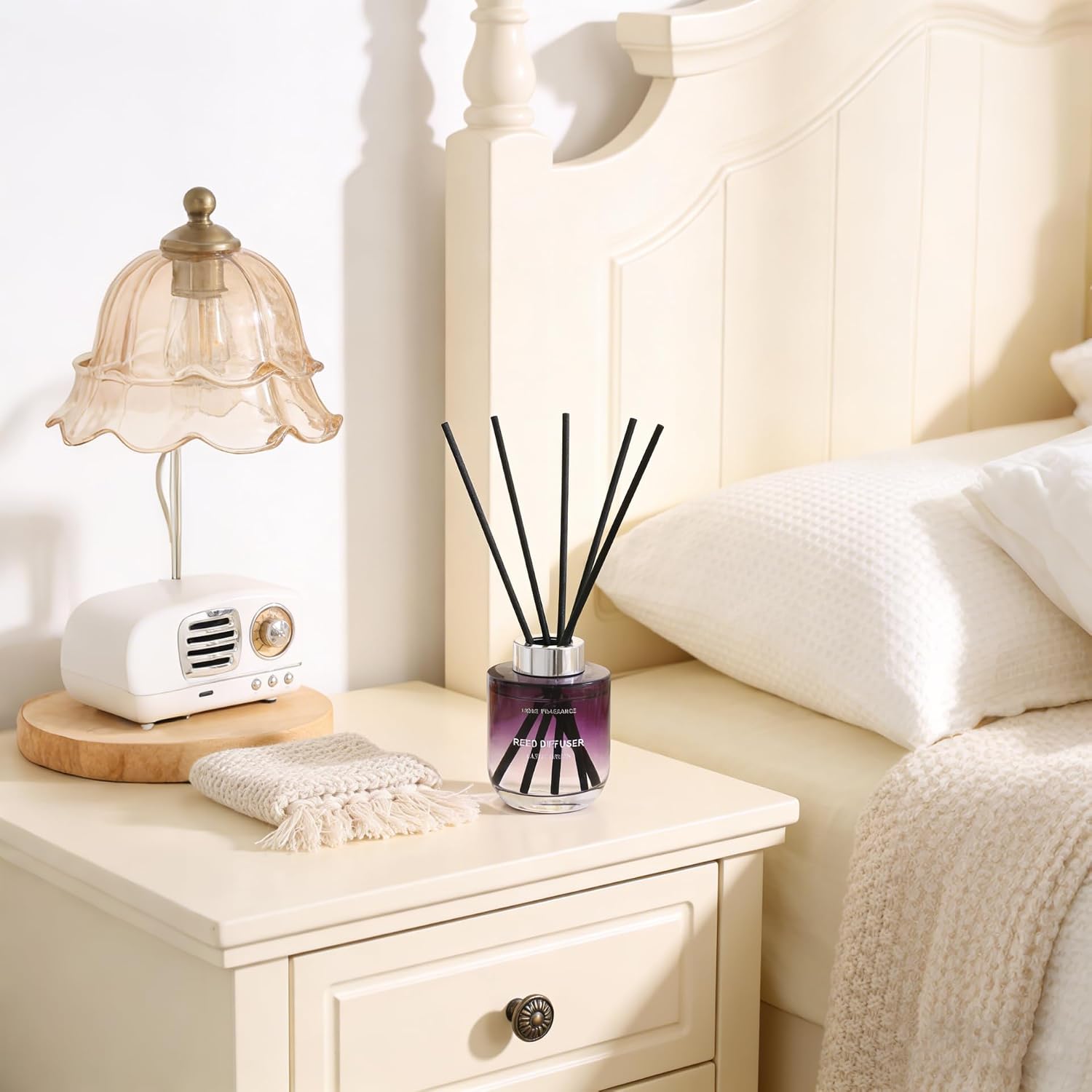 Reed Diffuser Set 5.07oz (150ml) Rose Scented Diffuser Oils with 6 Diffuser Sticks Bathroom Shelf Decor & Air Freshener House Bedroom Office Decor