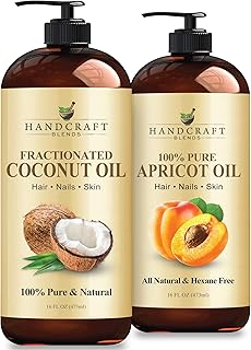 Handcraft Blends Ultra Light Massage Set: Apricot Kernel Oil and Fractionated Coconut Oil – (2 x 16 Fl Oz) – 100% Pure & Natural – Silky Carrier Oils for Body and Sensitive Skin