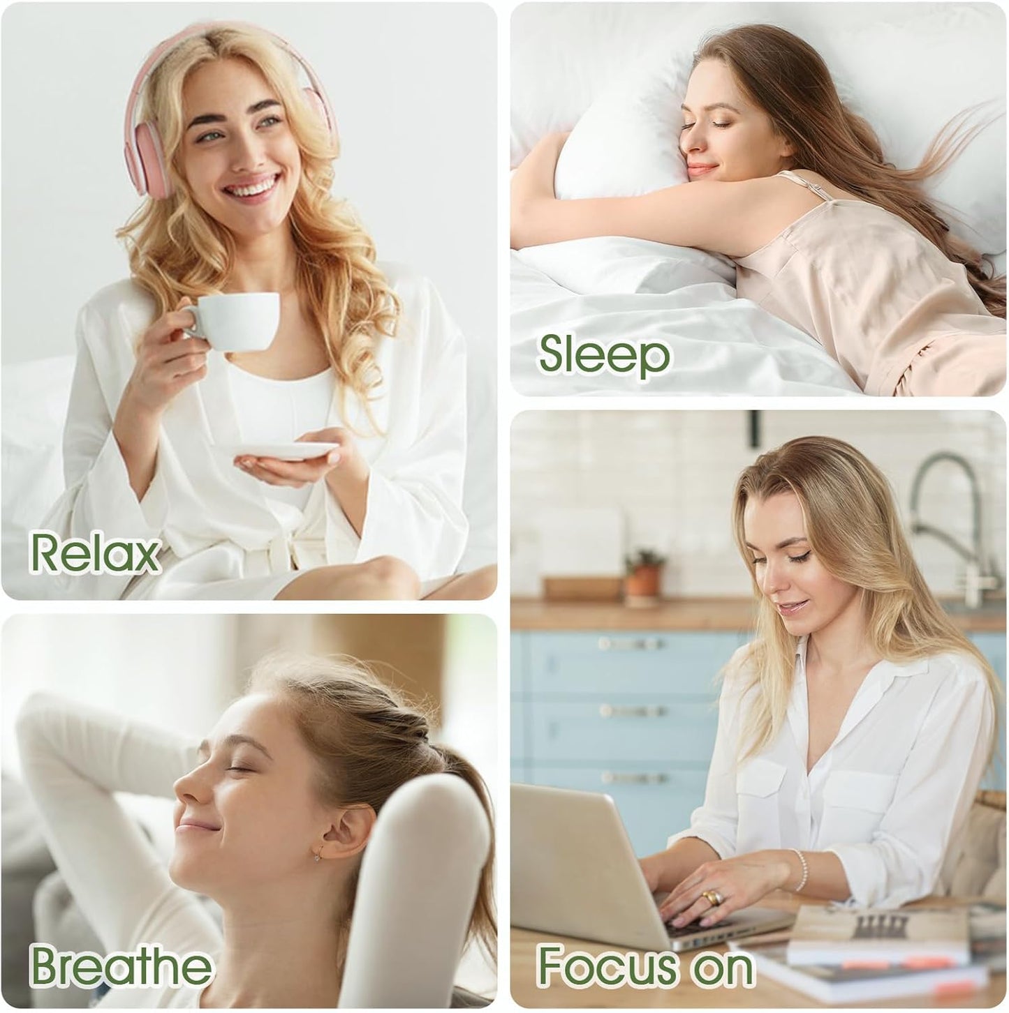 Essential Oils Roll On Set - (Relax, Sleep, Breathe, Focus on) Aromatherapy Oil with Roller Ball, Essential Oils for Skin - Self Care Gift for Women