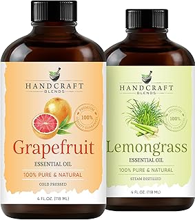 Handcraft Blends Citrus Cleanse Set: Lemongrass and Grapefruit Essential Oils – (2 x 4 Fl Oz) – 100% Pure & Natural – for Diffuser, Aromatherapy, and DIY Projects
