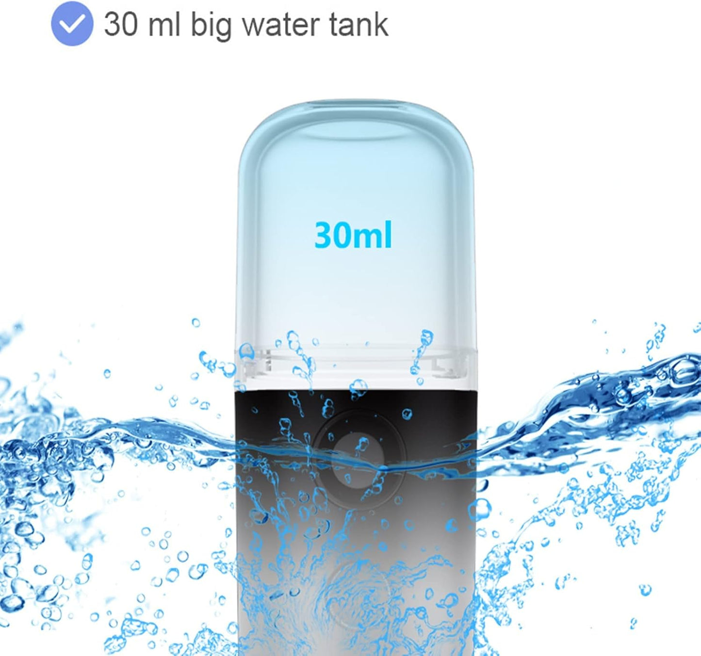 Kingsmile Mini Nano Mister, Black Handy Lash Mister for Eyelash Extensions | Face Mister with 1OZ /30ML Large Capacity Visual Water Tank, Moisturizes & Cool Down the Skin, Portable, Easy to Add Water