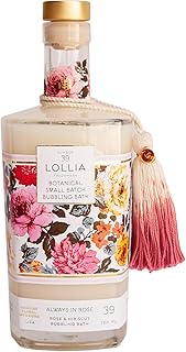 LOLLIA Always in Rose Bubble Bath, 25 fl oz / 750 ml, Rose & Hibiscus Scent, Luxury Hydrating & Soothing Bubble Bath for Women, Floral Home Spa, Glass Bottle