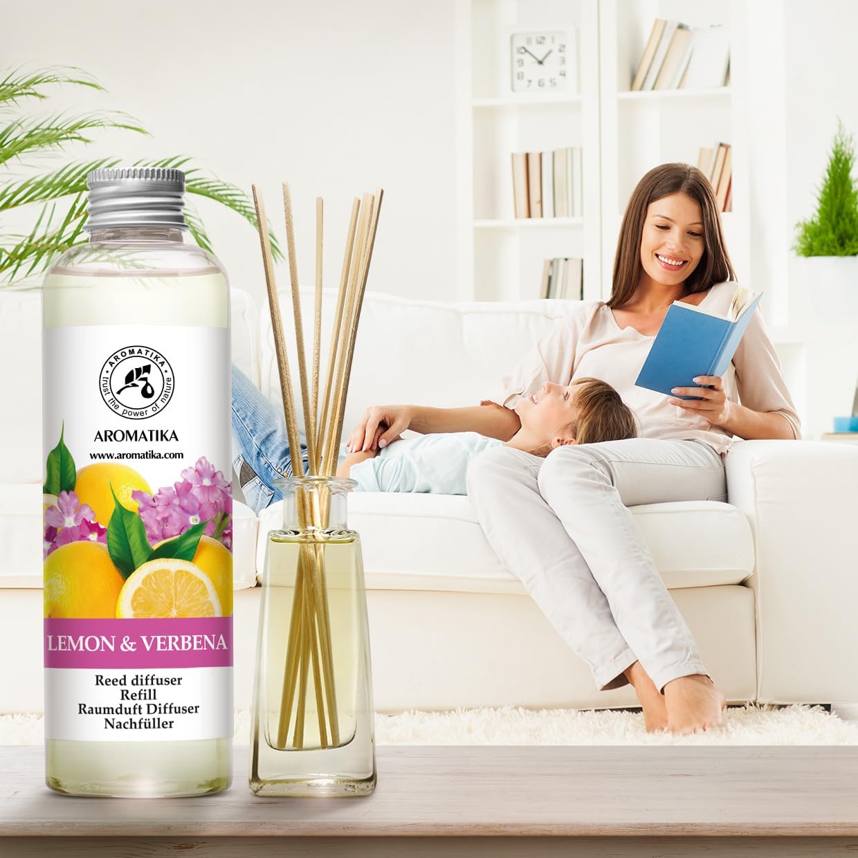 Lemon & Verbena Refill Reed Diffuser 6.8 Fl Oz - Room Diffuser Refill - Home Fragrance - Room Freshener - Fresh and Long Lasting Fragrance