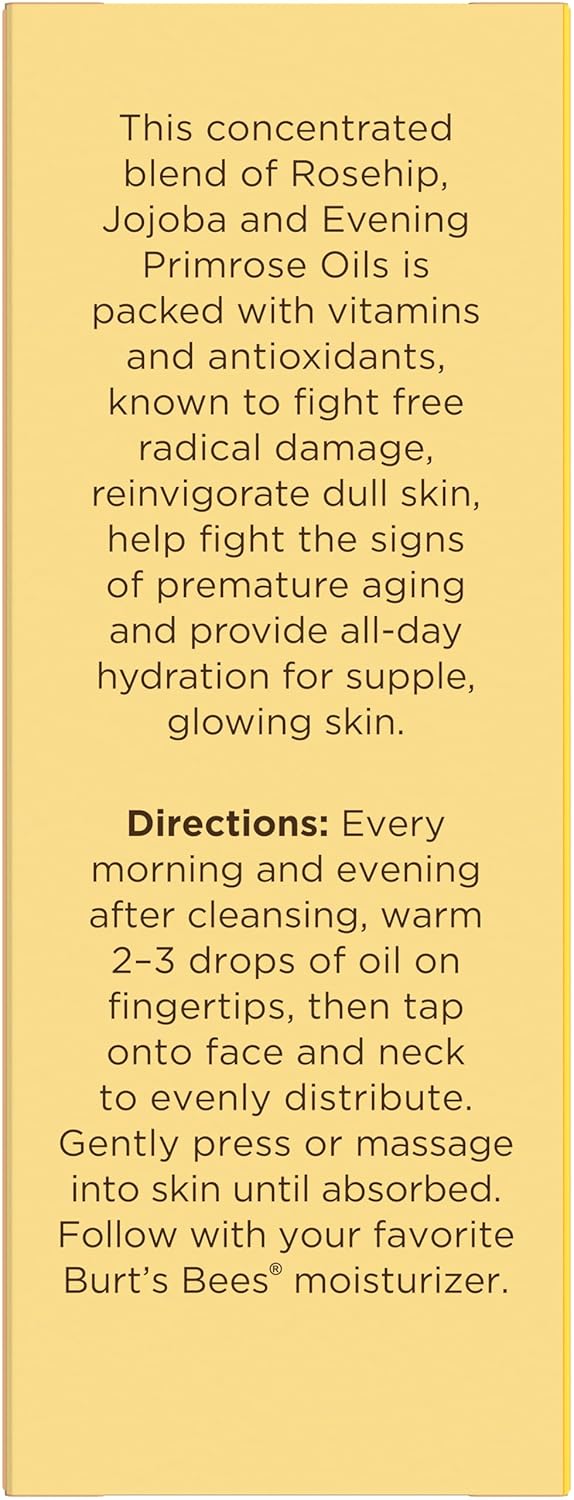 Burt's Bees Gua Sha Face Oil With Rosehip Seed Extract, Reduces Appearance of Fine Lines and Wrinkles, Use with Ice Roller & Facial Tools, Natural Origin Skin Care, 0.51 fl. oz.