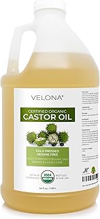 velona USDA Certified Organic Castor Oil - 64 fl oz | For Hair, Boost Eyelashes, Eyebrows | Cold pressed, Natural Oil, USP Grade | Hexane Free
