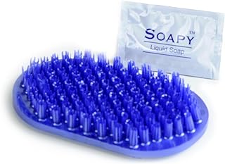 Soapy Toes Travel Sized Foot Scrubber Massages & Cleans Tired Feet, Suction Cups to Tub- Shower Floor | Easy Foot Care for Those with Limited Mobility, Fits Small Showers Like RV or Boat (Pearl Blue)
