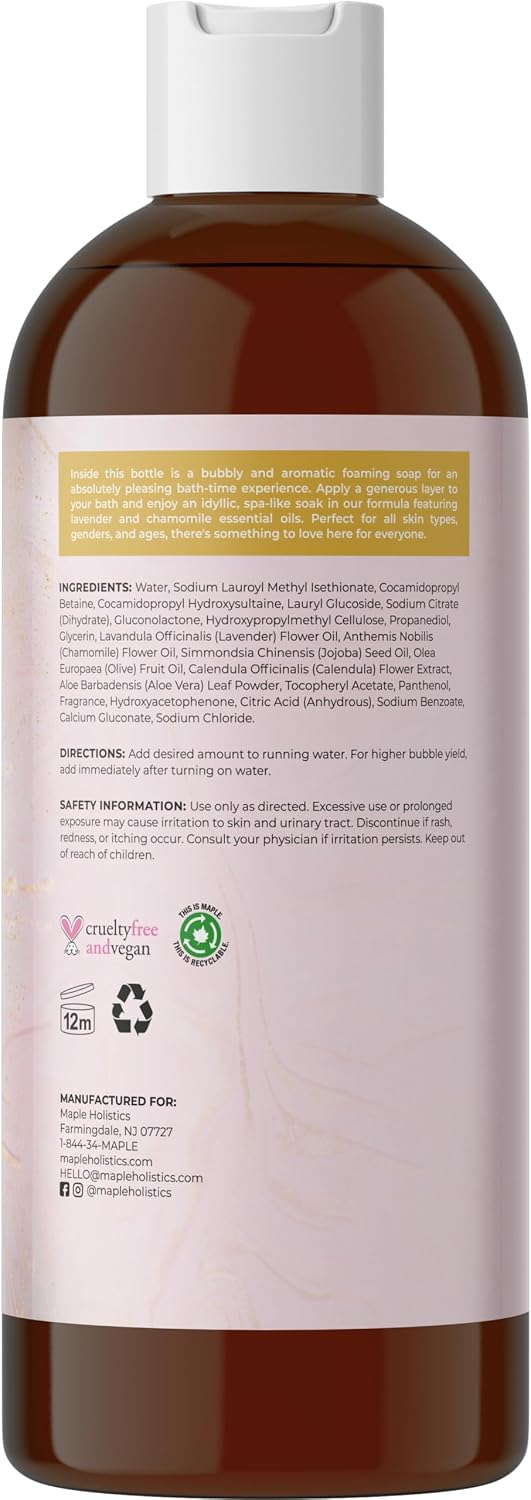 Luxurious Lavender Bubble Bath for Women - Sulfate Free Lavender Vanilla Bath Bubbles for Women Relaxing Bath Foam with Chamomile Calendula and Sage - Aromatherapy Bubble Bath Foaming Bath Oil for tub