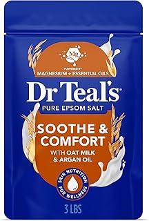 Dr Teal's Epsom Salt Magnesium Soak, Soothe & Comfort with Oat Milk & Argan Oil, 3 lbs
